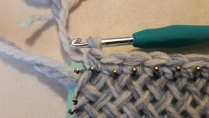 Last stitch (nr 23) before corner B