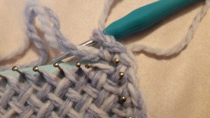 Second single crochet made in corner B