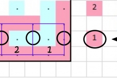 Pattern chart for row 1a (front) with markings